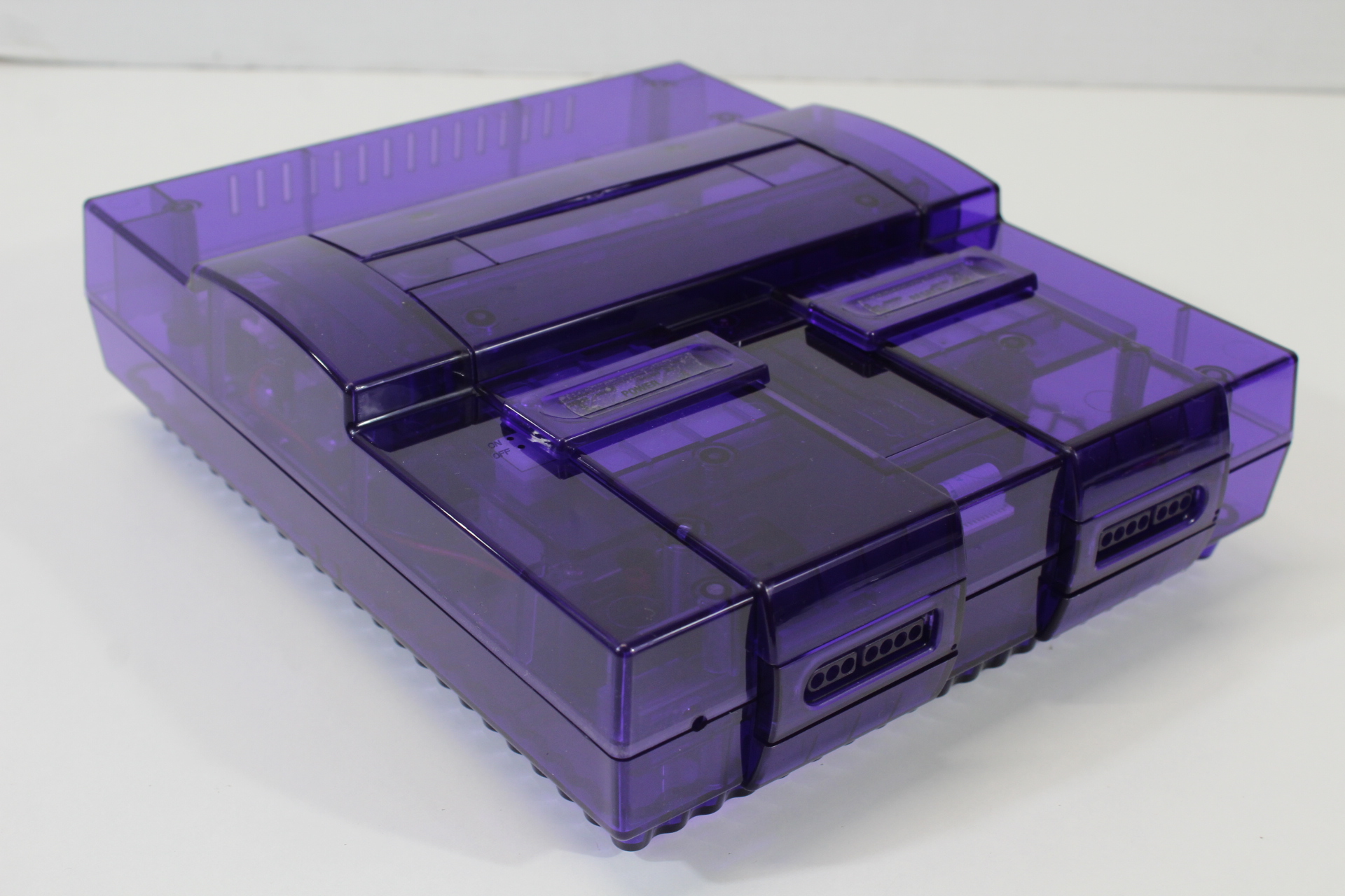 Super Nintendo Console Transparent Clear Purple AC AV Super Famicom Conversion Plays NTSC-U/C & NTSC-J & Controller x1 Game x2 (A) Super Nintendo SNES Super Famicom SFC