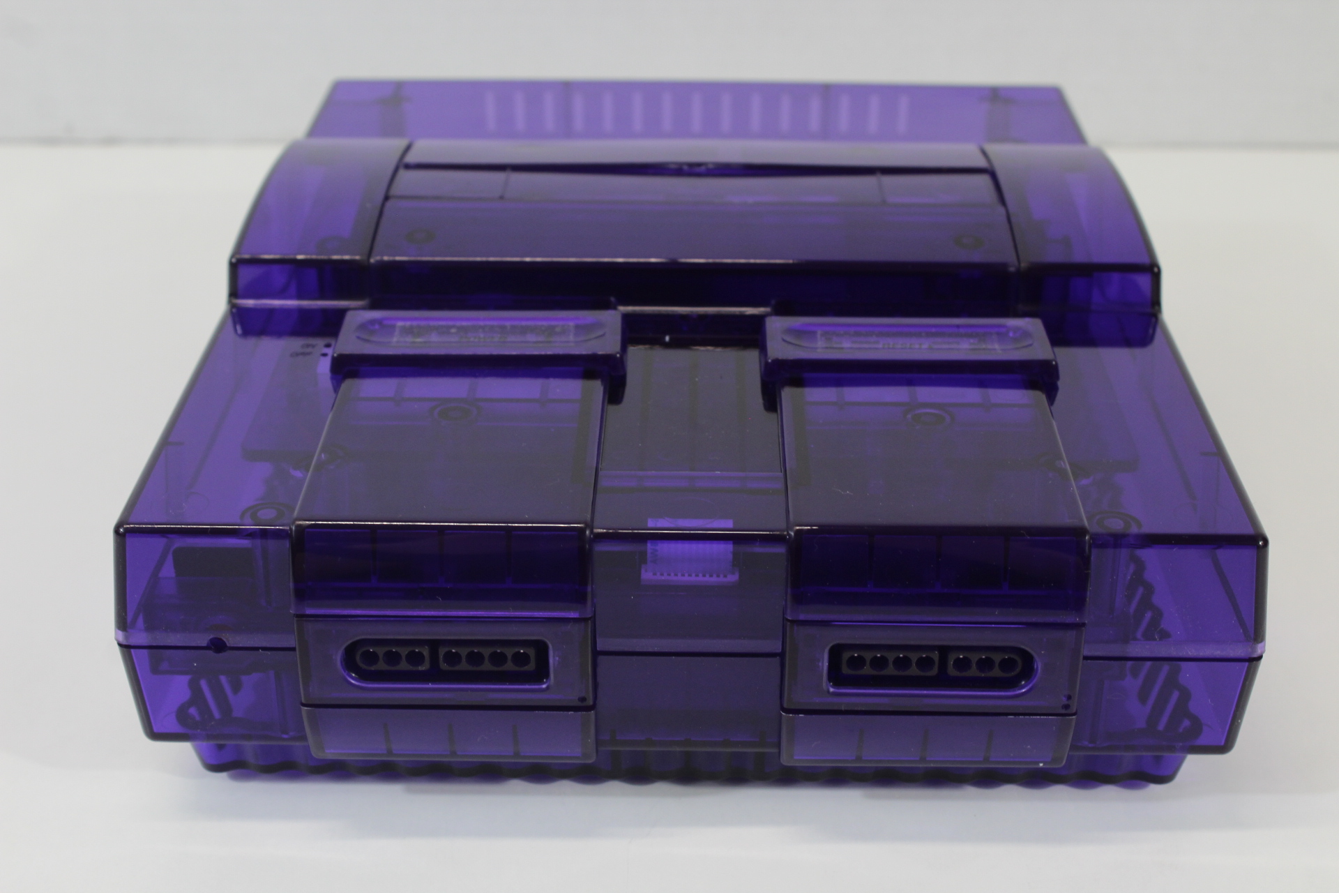 Super Nintendo Console Transparent Clear Purple AC AV Super Famicom Conversion Plays NTSC-U/C & NTSC-J & Controller x1 Game x2 (A) Super Nintendo SNES Super Famicom SFC