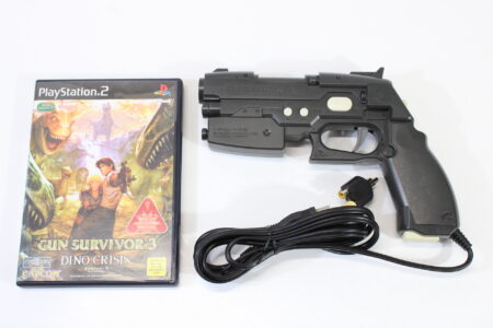 Namco NPC-106 GunCon 2 Light Gun Controller with Gun Survivor 3 Time Crisis and Adapter Playstation 2 PS2 (B)