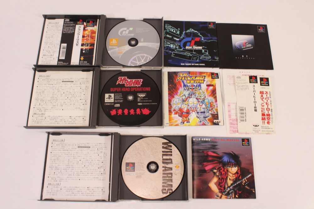 Lot of 6 Gran Turismo Wild Arms Super Hero Operations Tales of Eternia Race Racer Dance Dance Rebolution 2nd ReMix CIB (B) SONY PlayStation 1 PS1