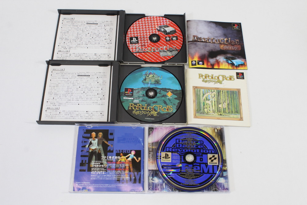 Lot of 6 Chocobo Racing Destruction Derby Popolocrois Story Puzzle Bobble x Cool Boarders 3 Dance Dance Rebolution 2nd ReMix CIB (B) SONY PlayStation 1 PS1
