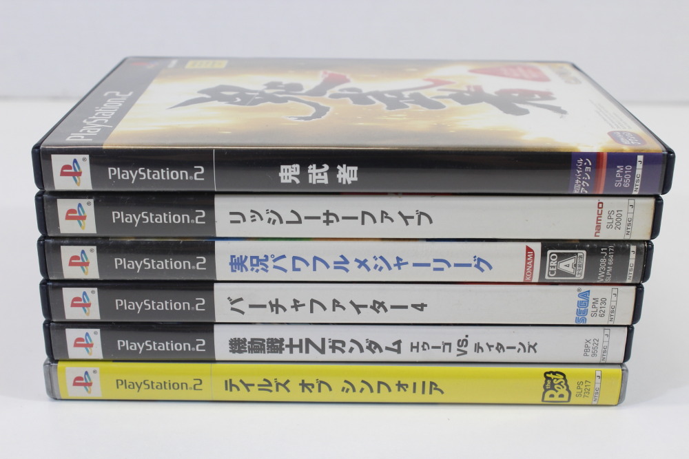 Lot of 6 Virtua Fighter 4 Onimusha Ridge Racer V Tales of Symphonia Jikkyou Powerful Major League Z Gundam CIB (B) SONY PlayStation 2 PS2