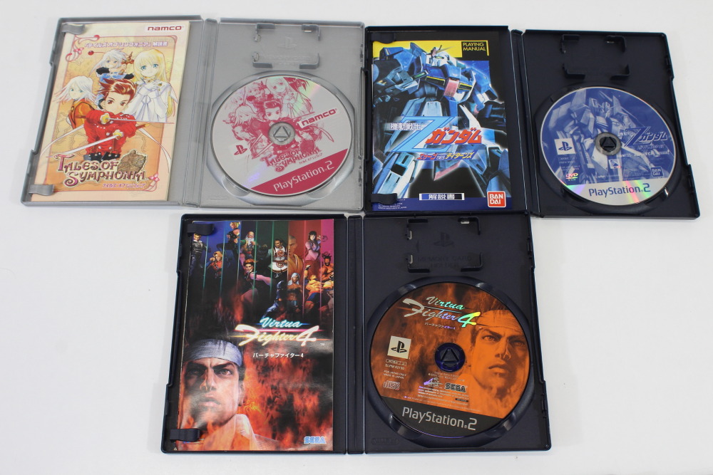 Lot of 6 Virtua Fighter 4 Onimusha Ridge Racer V Tales of Symphonia Jikkyou Powerful Major League Z Gundam CIB (B) SONY PlayStation 2 PS2