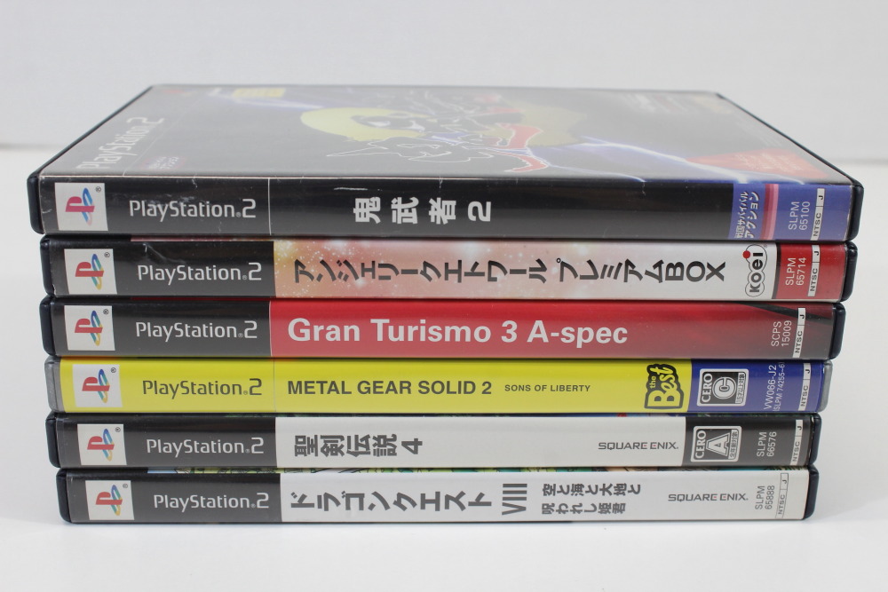 Lot of 6 Metal Gear Solid 2 Sons of Liberty Gran Turismo 3 A-Spec Onimusha 2 Dragon Quest VIII Angelique Seiken Densetsu 4 CIB (B) SONY PlayStation 2 PS2