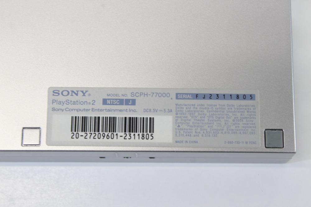 PS2 SCPH-77000 Slim Silver Console & AV Cable AC Adapter (B) SONY PlayStation 2 PS2