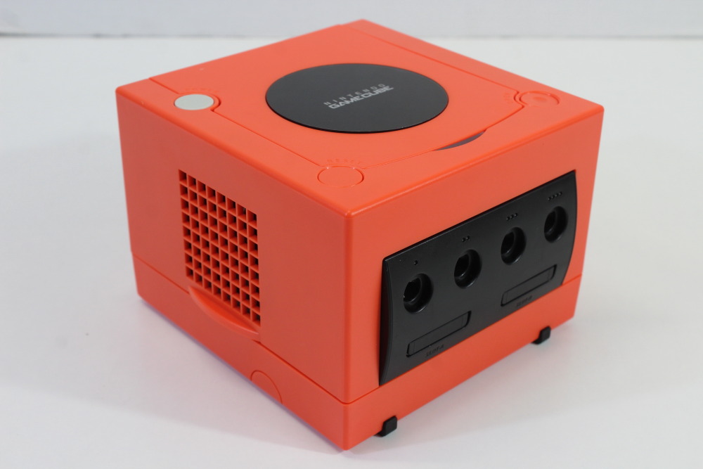 Nintendo GameCube Warm Red x Black Console & Clear Red Controller AC Adapter AV Cable Memory Card GC Play US Region Games (B)
