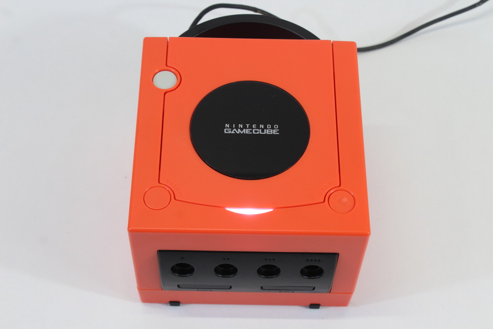 Nintendo GameCube Warm Red x Black Console & Clear Red Controller AC Adapter AV Cable Memory Card GC Play US Region Games (B)