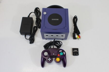 Nintendo GameCube Indigo Purple Console & Clear Purple Controller AC Adapter AV Cable Memory Card GC Play US Region Games (B)