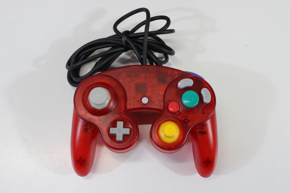 Nintendo GameCube Warm Red x Black Console & Clear Red Controller AC Adapter AV Cable Memory Card GC Play US Region Games (B)