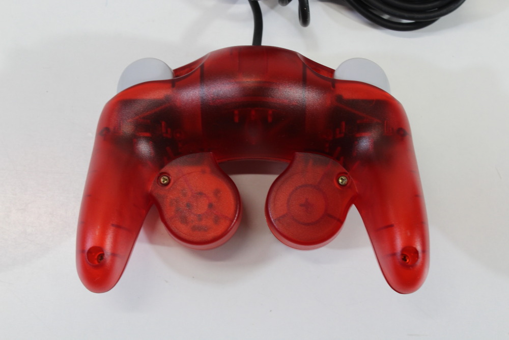 Nintendo GameCube Warm Red x Black Console & Clear Red Controller AC Adapter AV Cable Memory Card GC Play US Region Games (B)