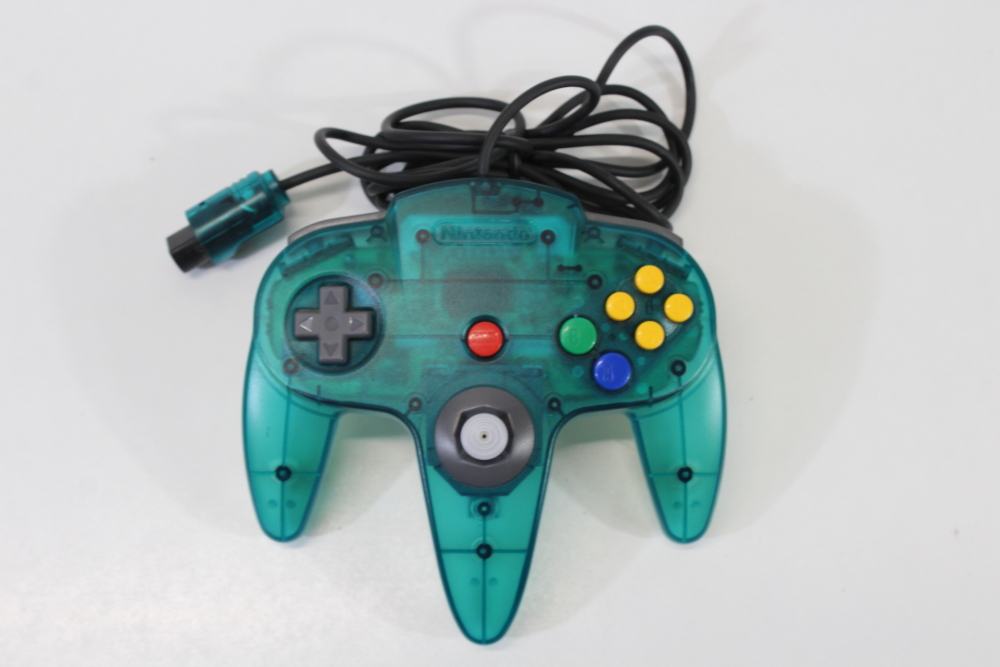Official Nintendo 64 Ocean Ice Blue x Clear Controller 9/10 Stick N64 (B)