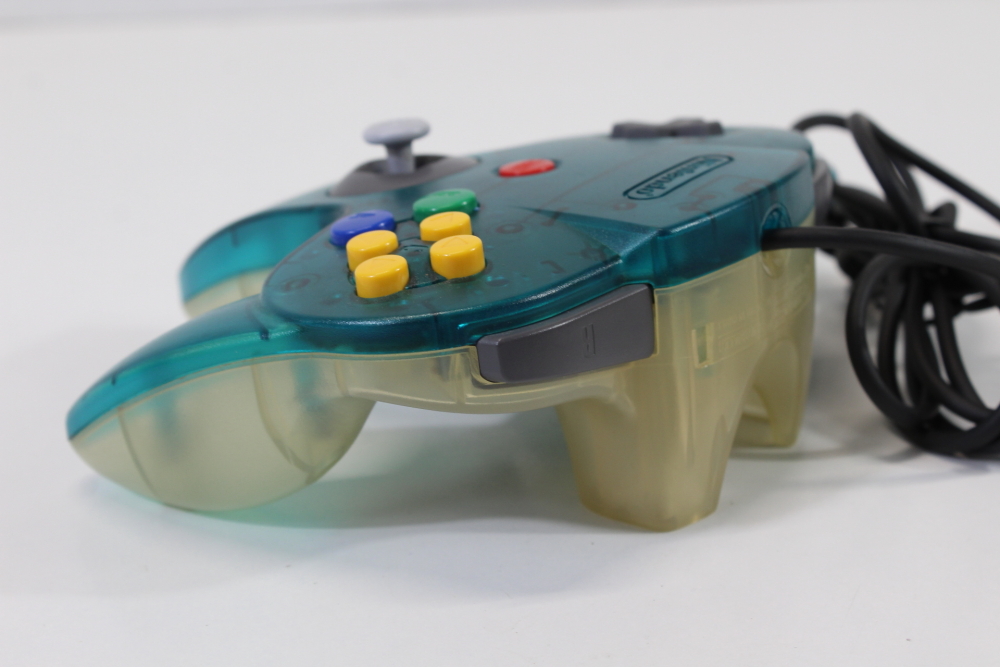 Official Nintendo 64 Ocean Ice Blue x Clear Controller 9/10 Stick N64 (B)