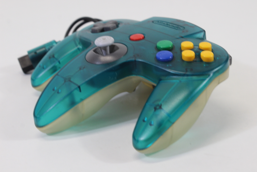 Official Nintendo 64 Ocean Ice Blue x Clear Controller 9/10 Stick N64 Discolored (B)