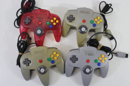 Lot of 4 Official Nintendo 64 Controller Loose Stick (UNTESTED AS IS) N64