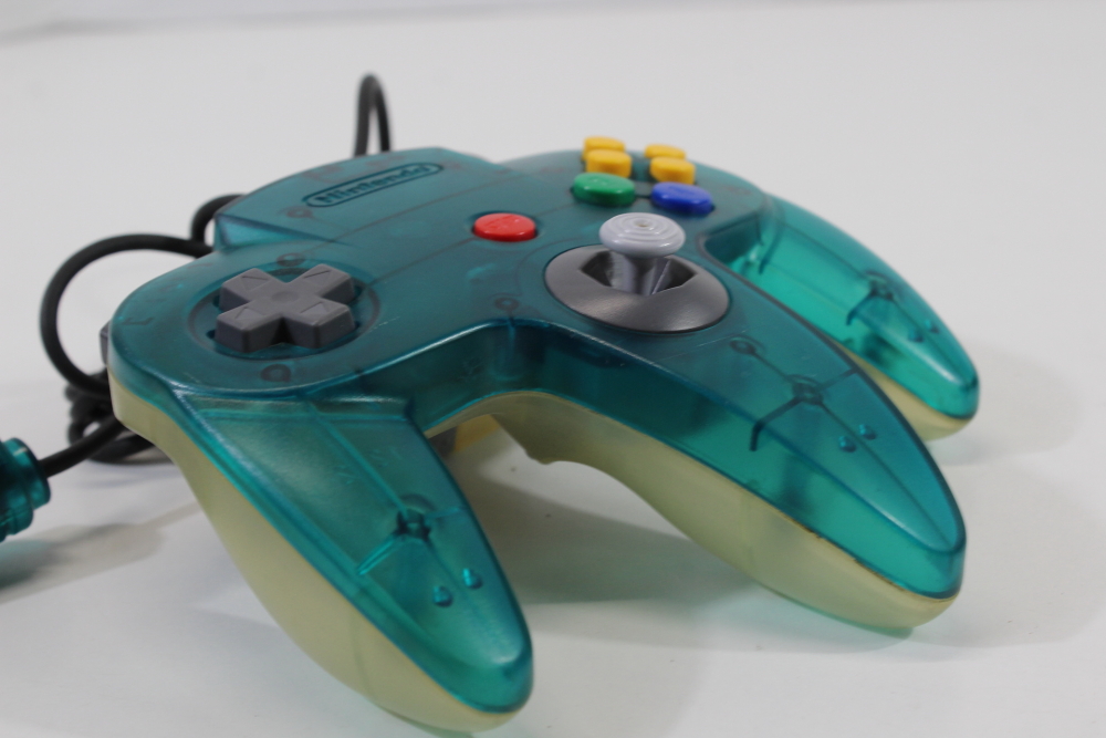 Official Nintendo 64 Ocean Ice Blue x Clear Controller 8/10 Stick N64 (B)